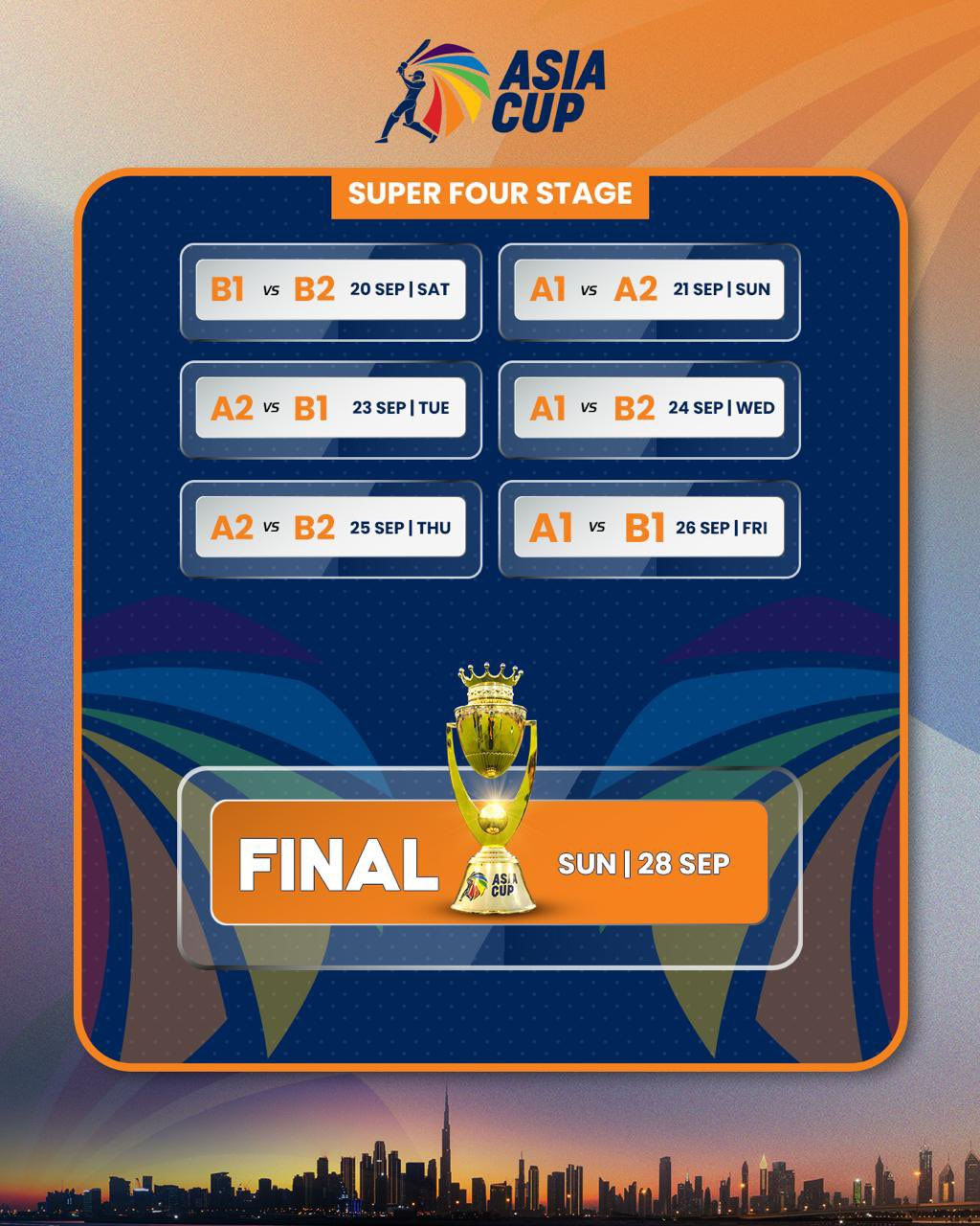 ایشیا کپ کے شیڈول کا اعلان کر دیا گیا